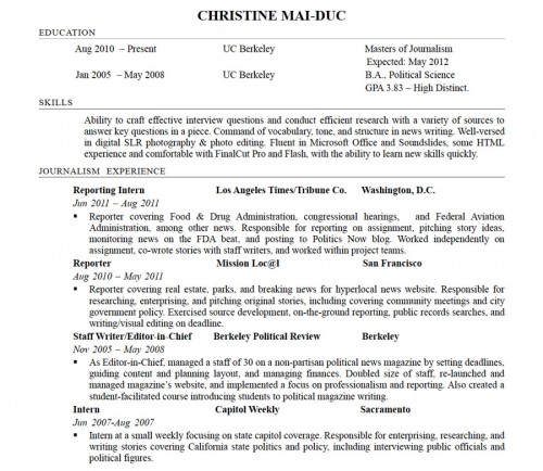 Resume | Christine Mai-Duc